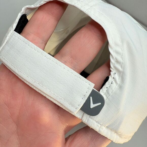 Callaway White Silver Hat Cap Other Hook &Loop Strap-Back OSFA 100% Polyester - Picture 12 of 14